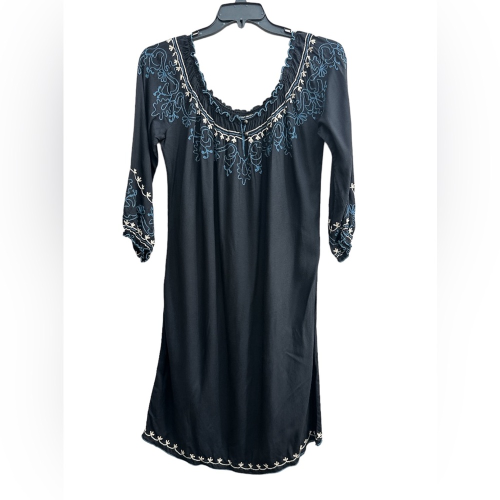 Lucky Brand‎ Black embroidered Dress Size S 100% rayon (4005)